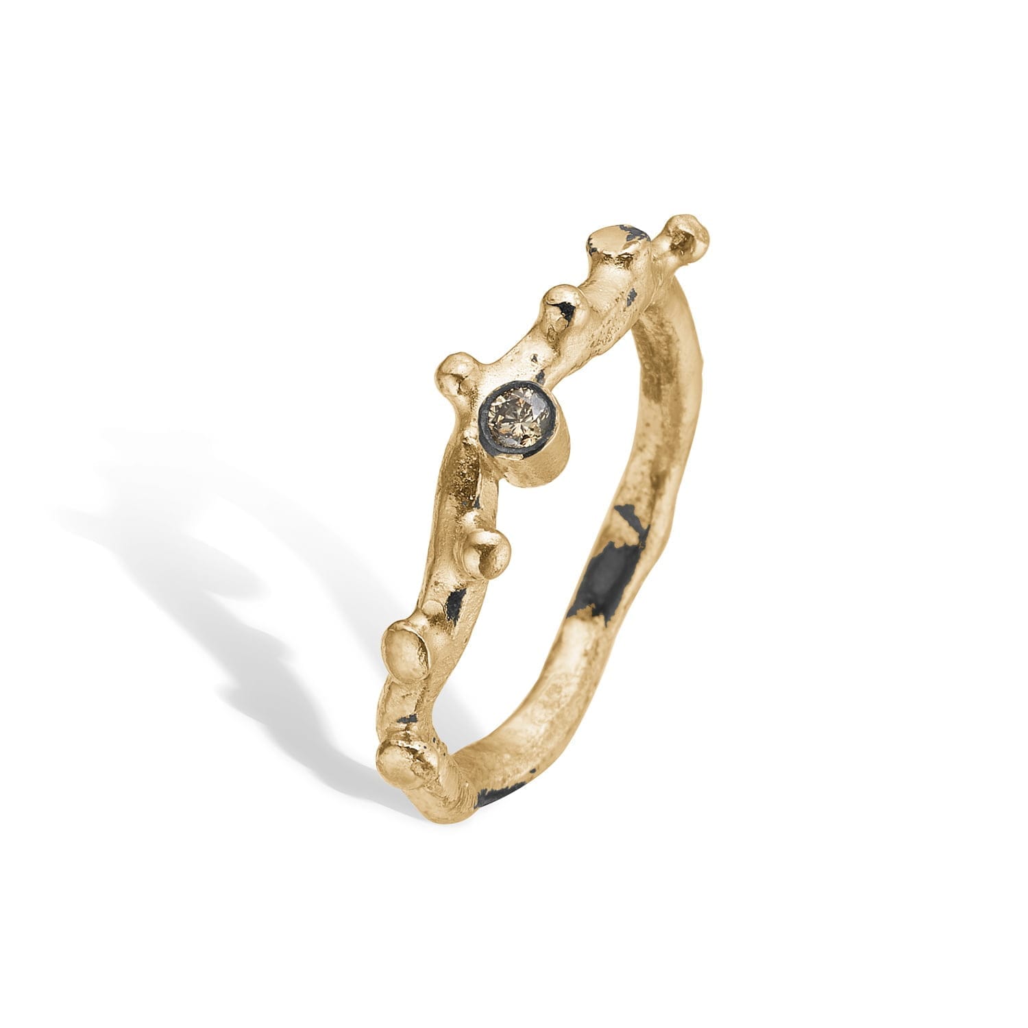 Ring Grace Single Golden - Diamantring med Brilliant Cut