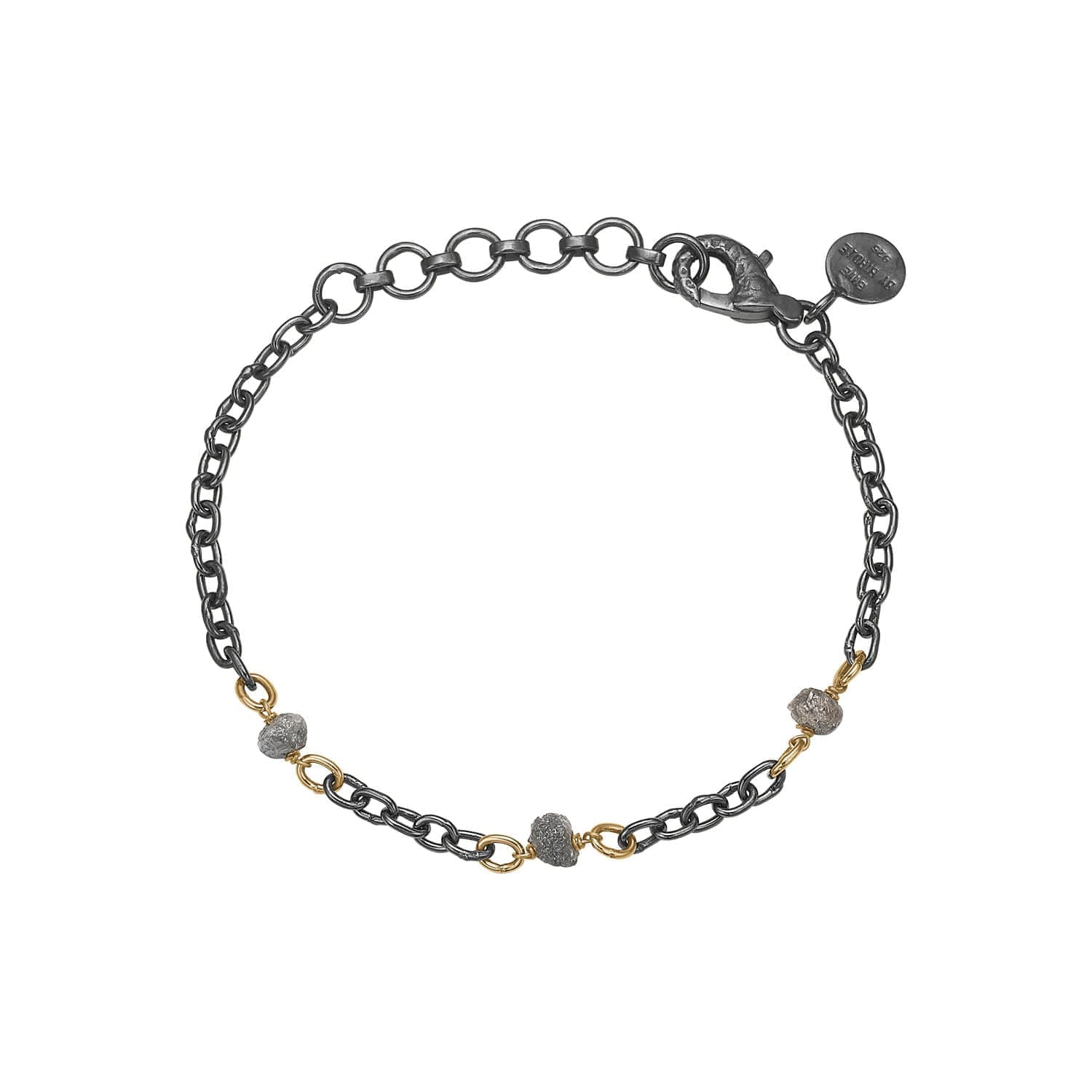 Appia-3 Armbånd med 6 guld links og 3 rå diamanter