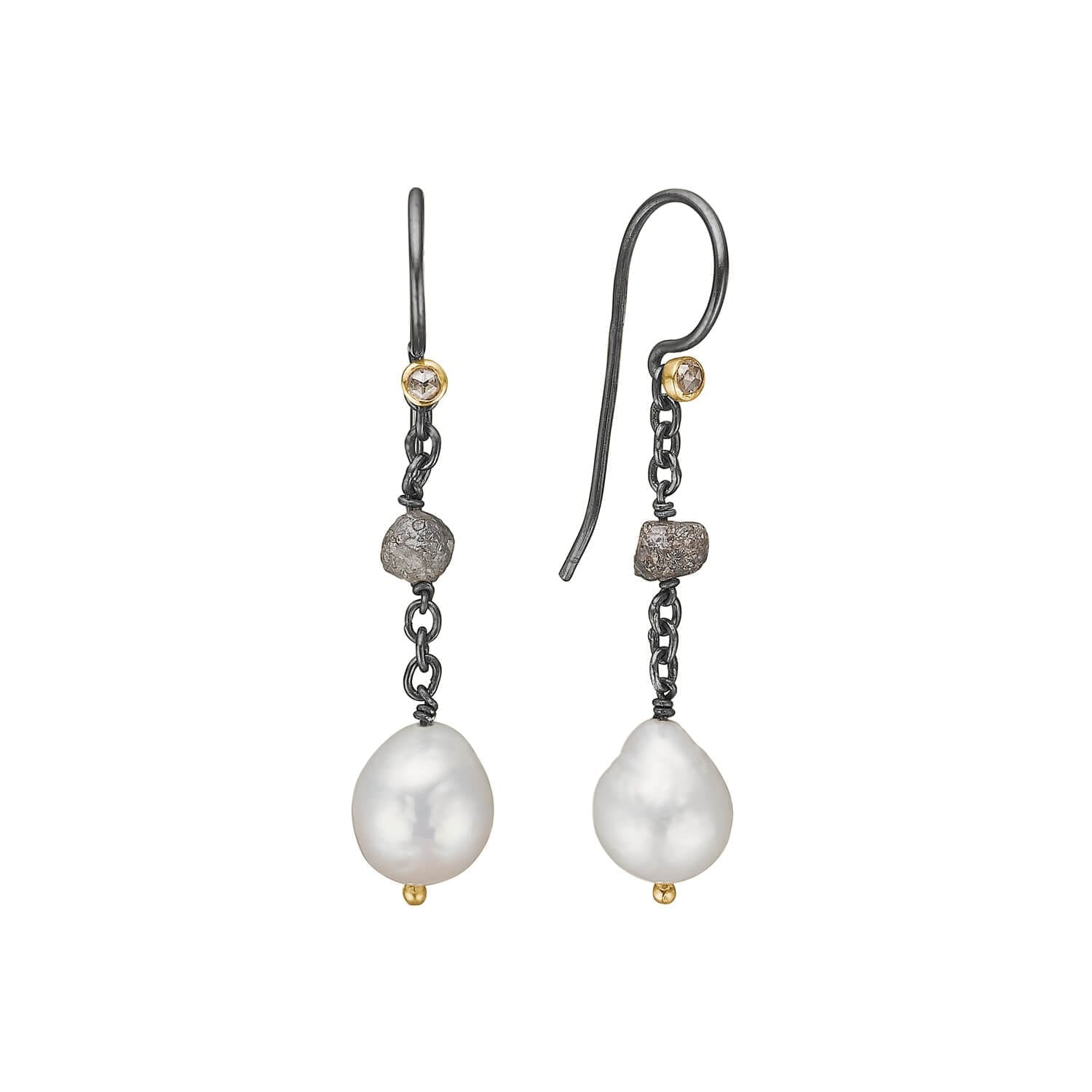 Appia Ss Perle Ørehængere med Diamanter - Bybirdie.dk