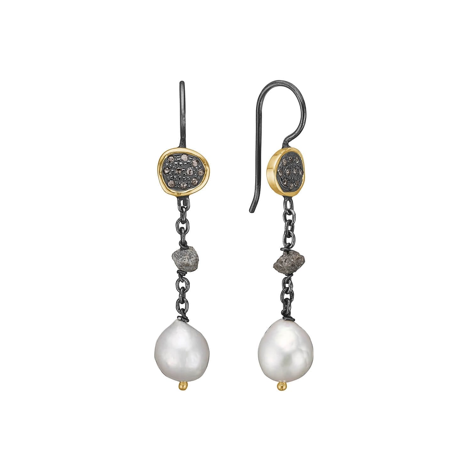 Appia Pav? Ss Perle Ørehængere med Diamanter på Tilbud