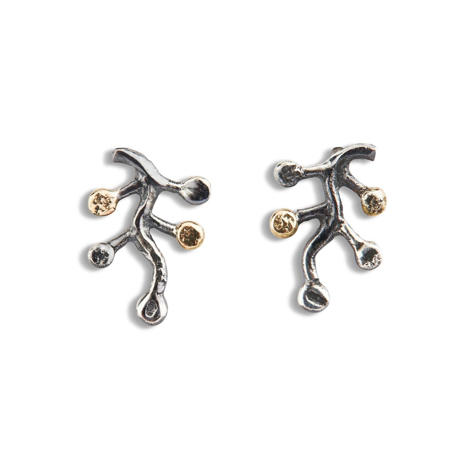 Sprout Mix Ørestikkere i 925 Sølv og 14 Karat Guld