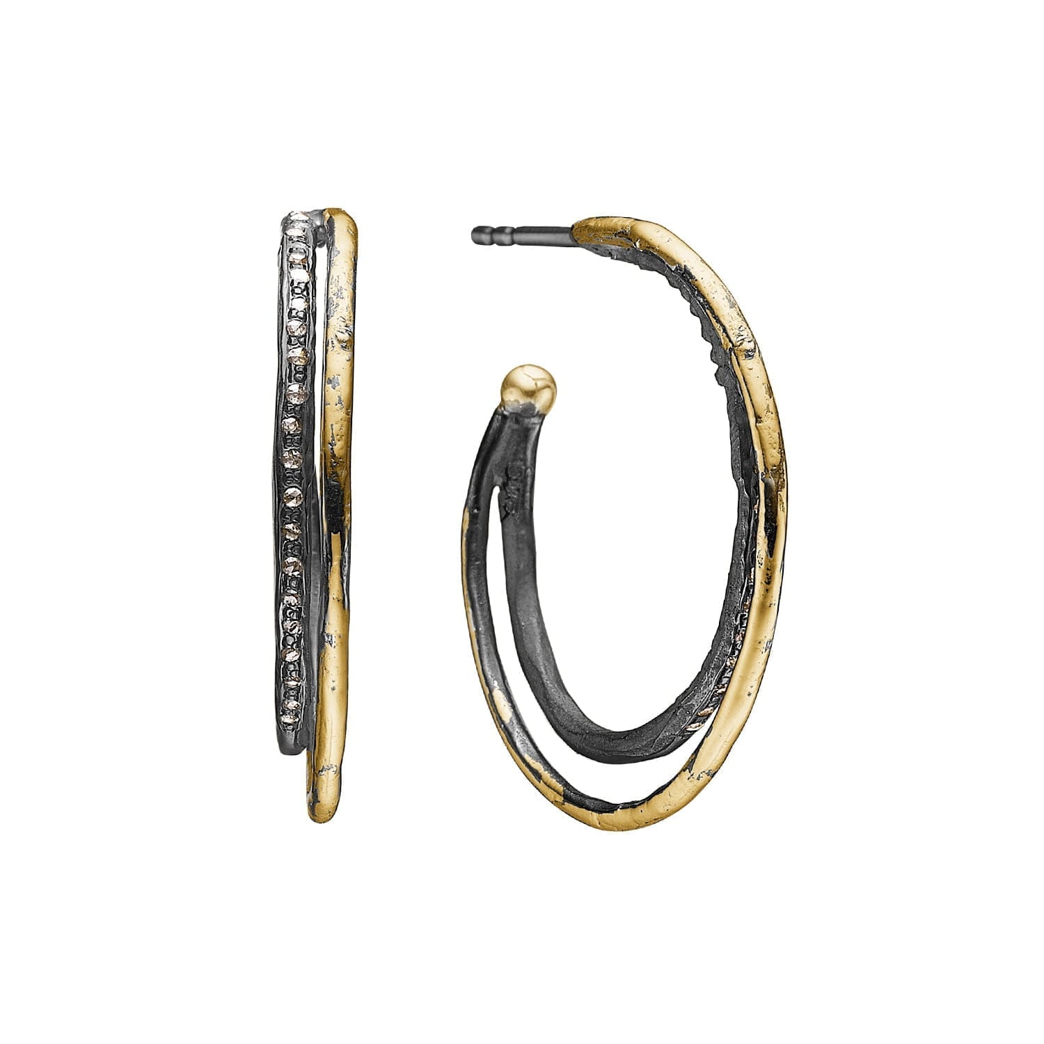 Bouvier Golden Pavé Creoler med Diamanter - Eksklusiv!