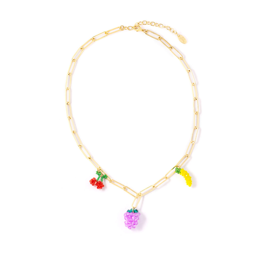 Halskæde med 3 Frugtvedhæng - 18 Karat Forgyldt Smykke