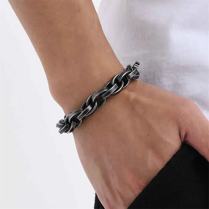 Vintage Oxyderet Stålarmbånd til Mænd - Elegant Design