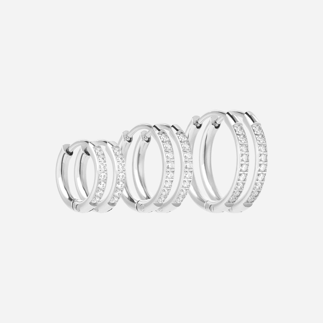 Zircon Hoops Øreringe i Sølv - 6 Par til Fantastisk Pris!