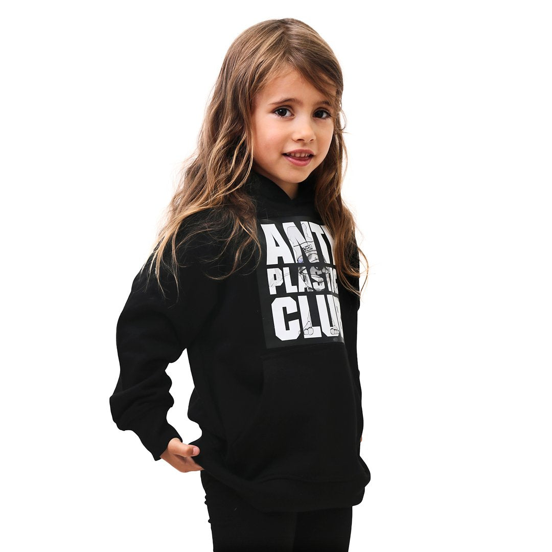 Anti Plastic Club - Limiteret Sort Hoodie  Hættetrøje Kids - Drengpige