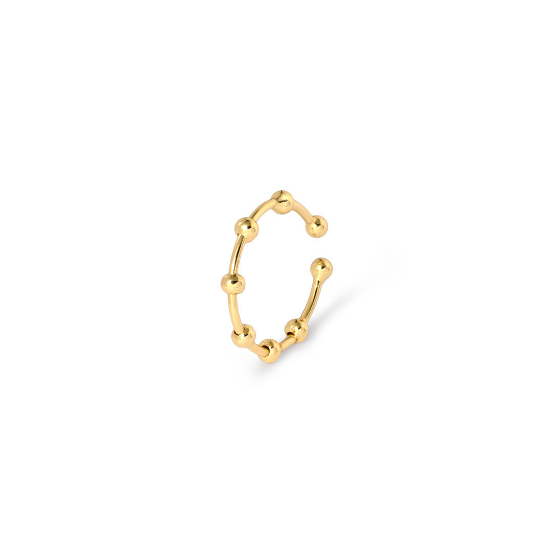 Cuff  Fingerring - Dotondot - Onesize Regulerbar Størrelse - 18 Karat Forgyldt Sterling Sølv