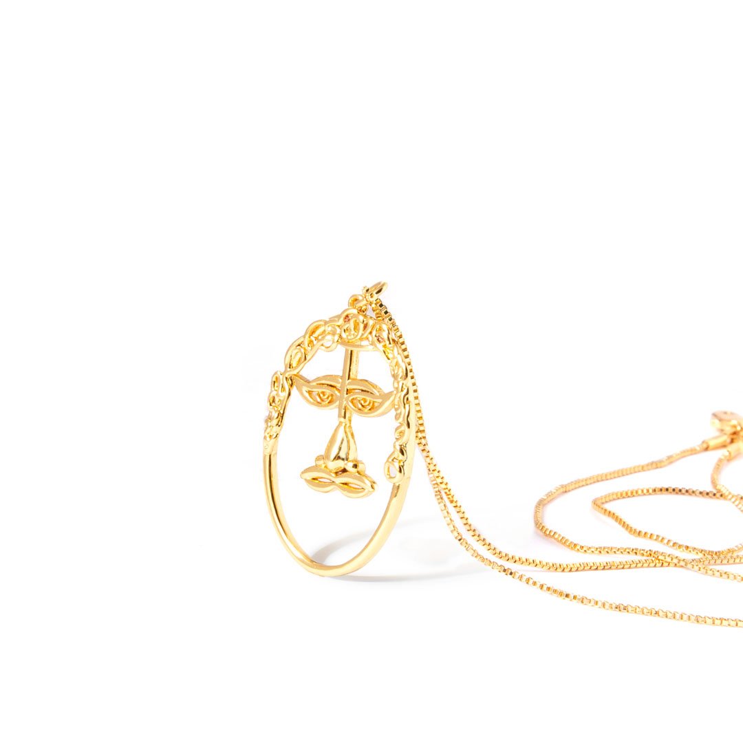 Halskæde - Eltonseren - 40 Cm Kæde - Halskæde Med Selvportræt - 18 Karat Forgyldning