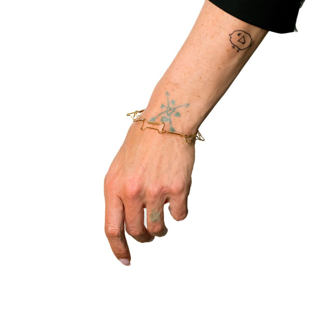 Hunde Kødbens Armbånd - Funnybone - 18 Karat Forgyldning