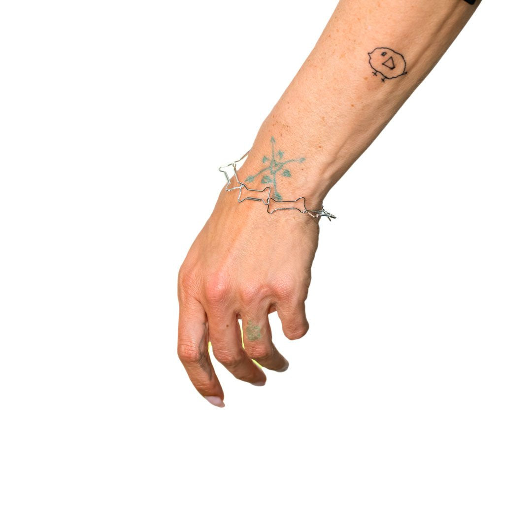 Hunde Kødbens Armbånd - Funnybone - Sterling Forsølvet