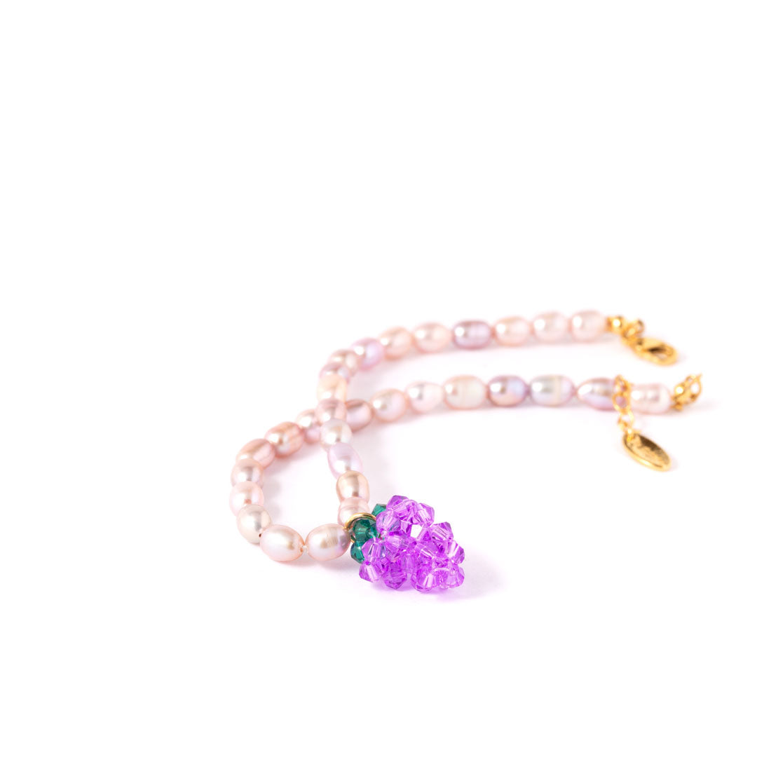 Ankelkæde - Juicygrape - Ankelkæde Med Ferskvandsperler Og Vindrue Vedhæng