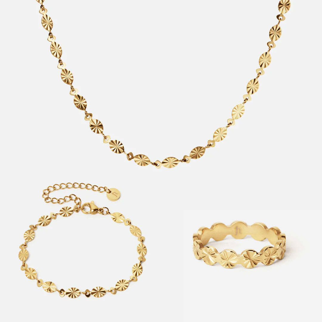 Sunset Halskæde Armbånd Ring 18k Guldbelagt