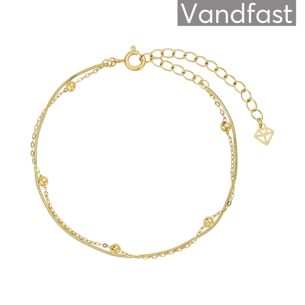 Annebrauner Ball Mix Snake Armbånd 18k Guldbelagt