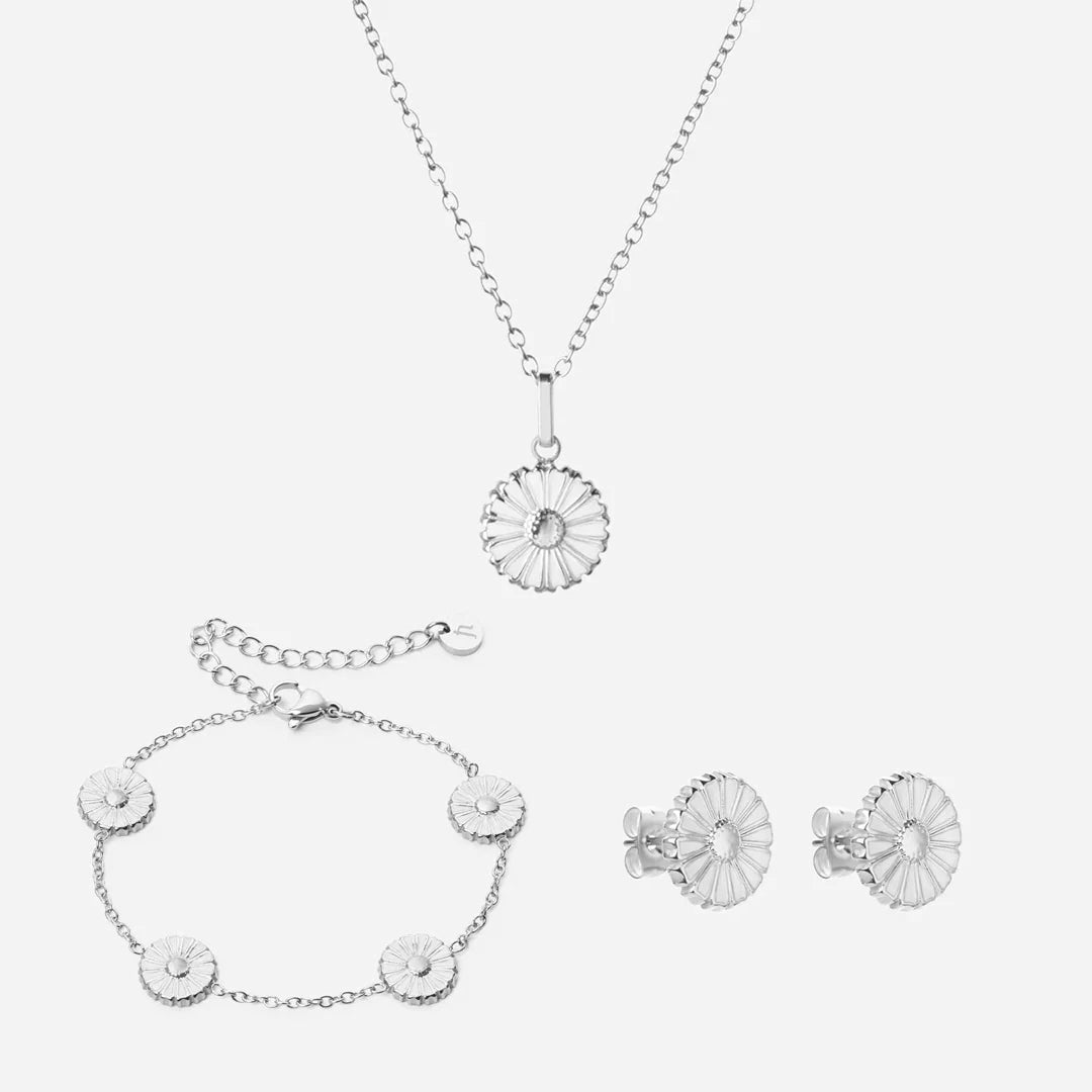 Marguerit Halskæde øreringe Armbånd Sølvfarvet