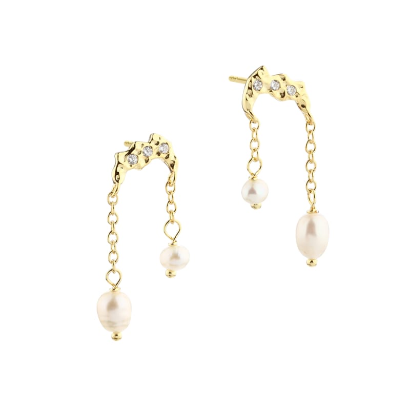 Milena Pearl Earstud  Golden