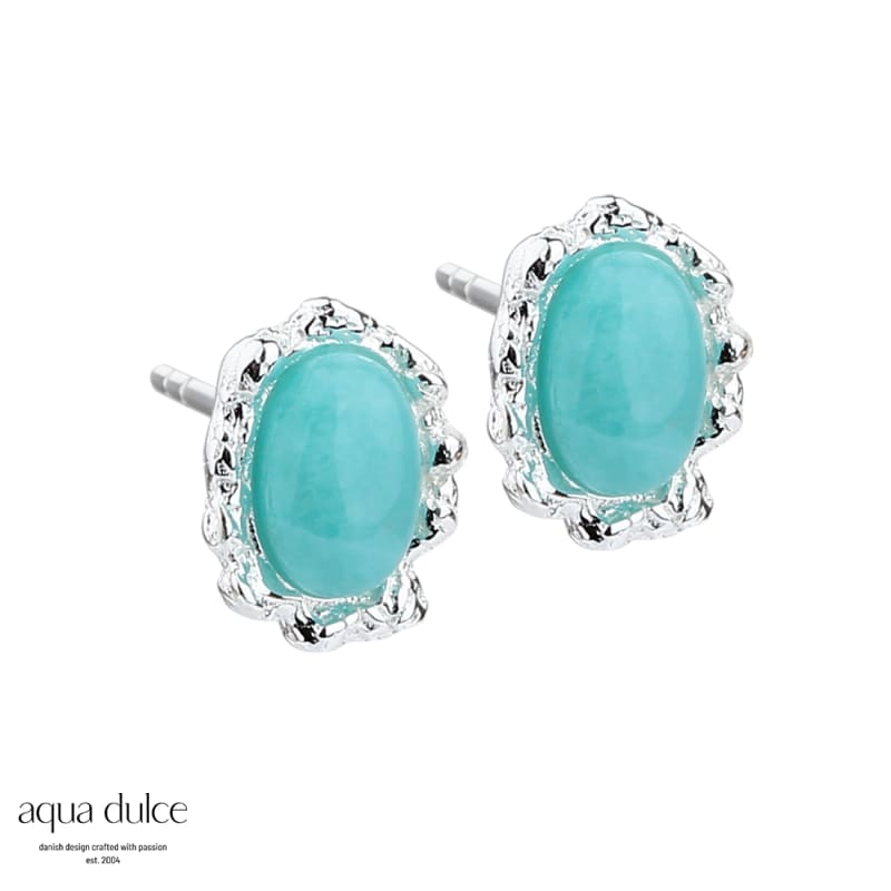 Amazonit Stud ørestikker I Sterling Sølv Med Oval Amazonit