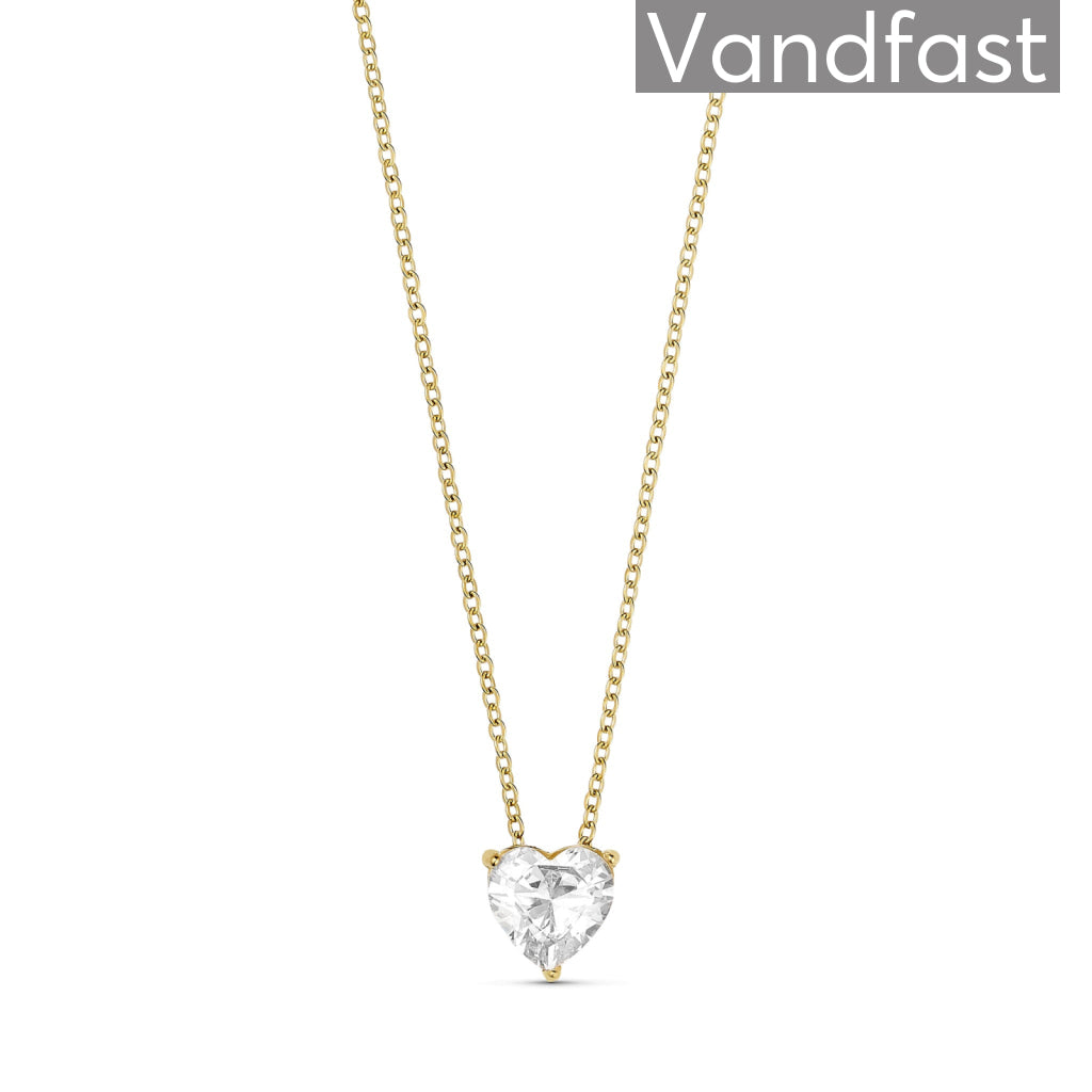 Annebrauner Stella Zirconia Heart Halskæde 18k Guldbelagt
