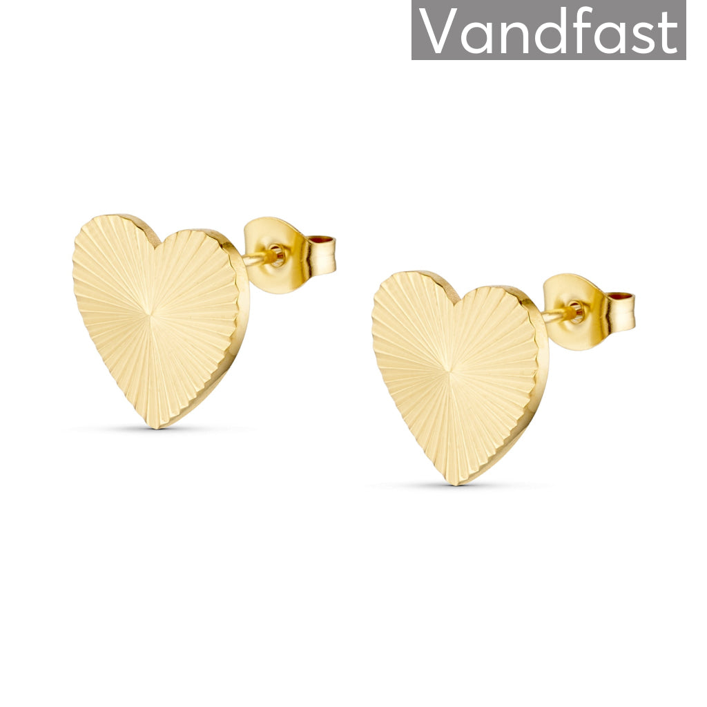 Annebrauner Sun Texture Heart Studs øreringe 18k Guldbelagt