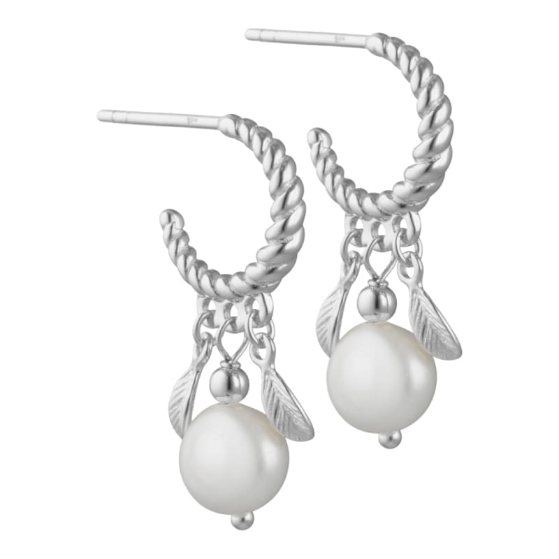 Pearly Penny Hoops  Silver