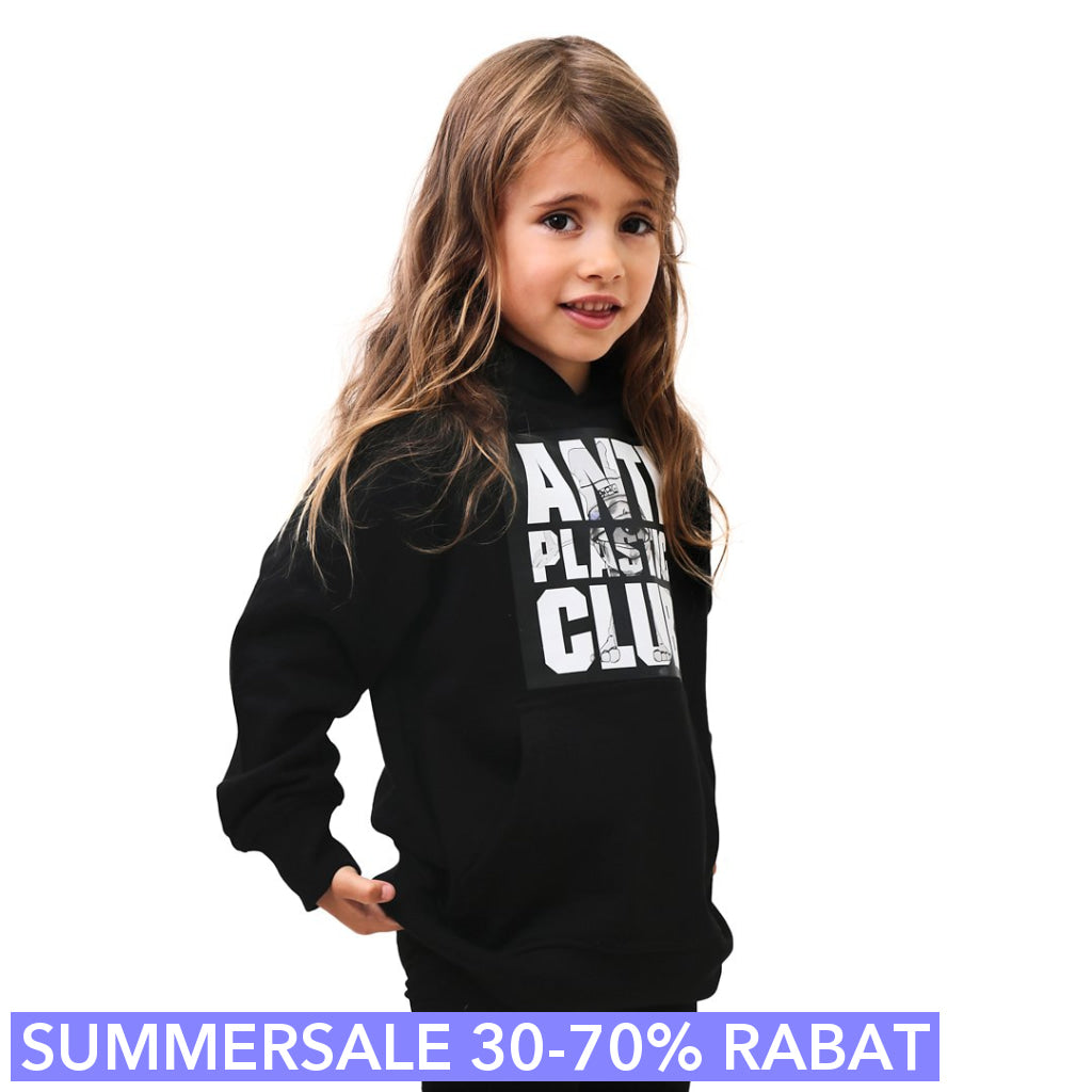 Anti Plastic Club - Limiteret Sort Hoodie  Hættetrøje Kids - Drengpige