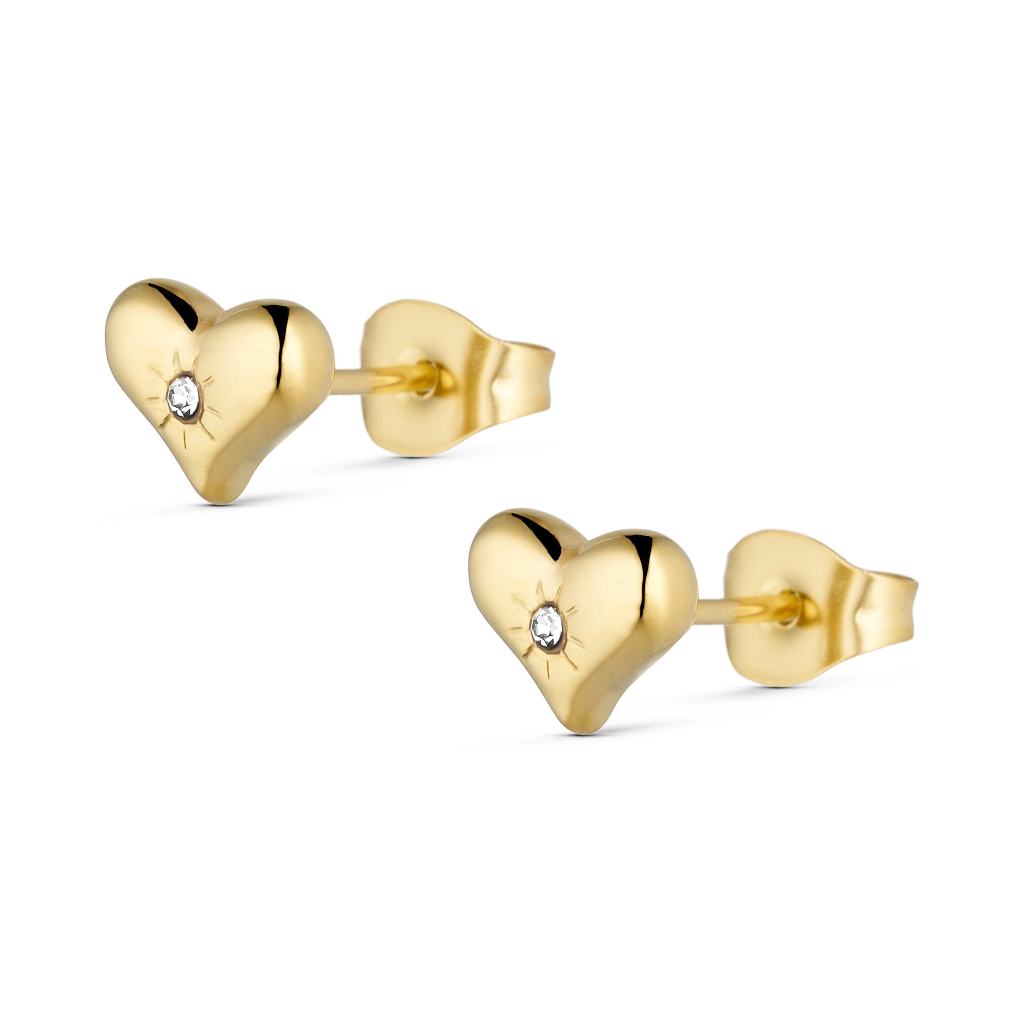 Annebrauner Palermo Mini Heart Ziconia ørestikker 18k Guldbelagt