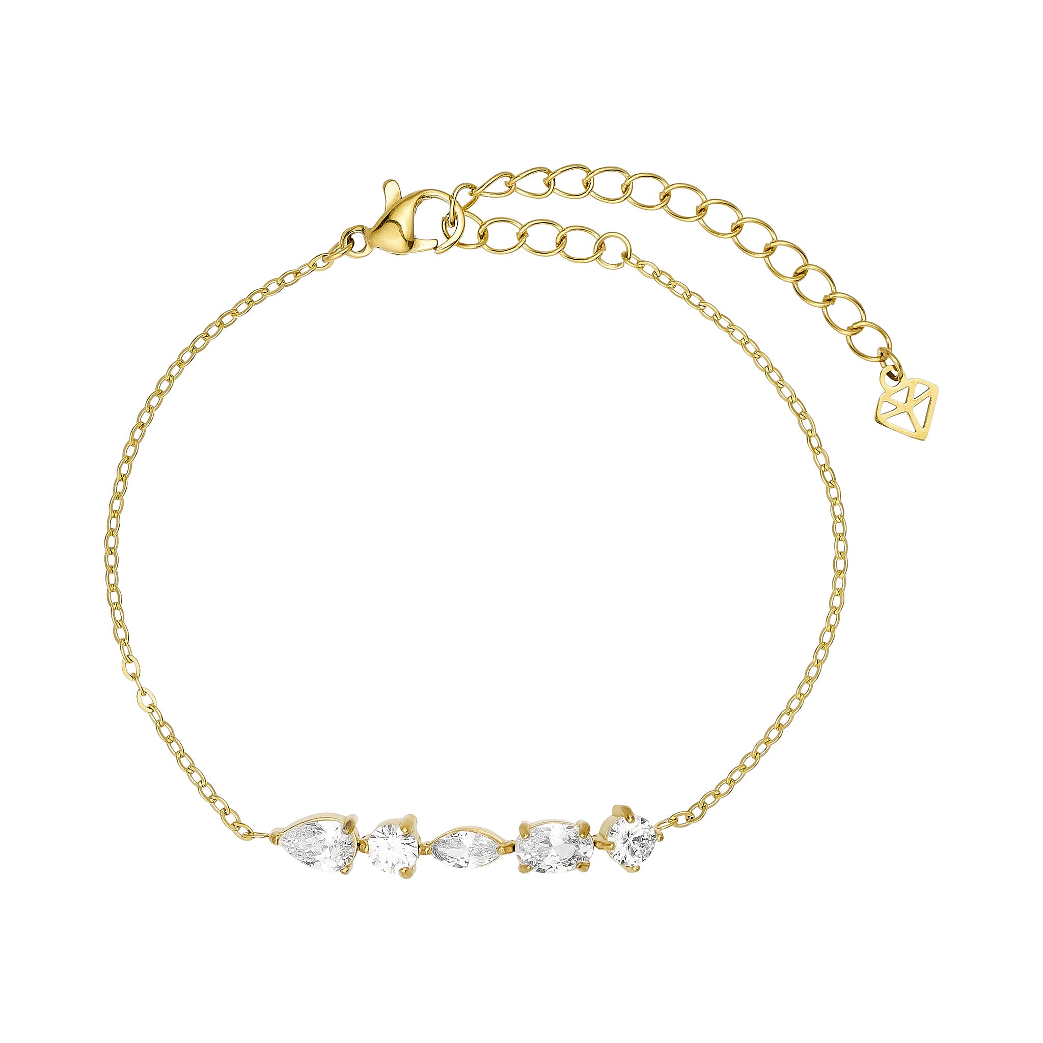 Annebrauner Five Zirconia Armbånd 18k Guldbelagt