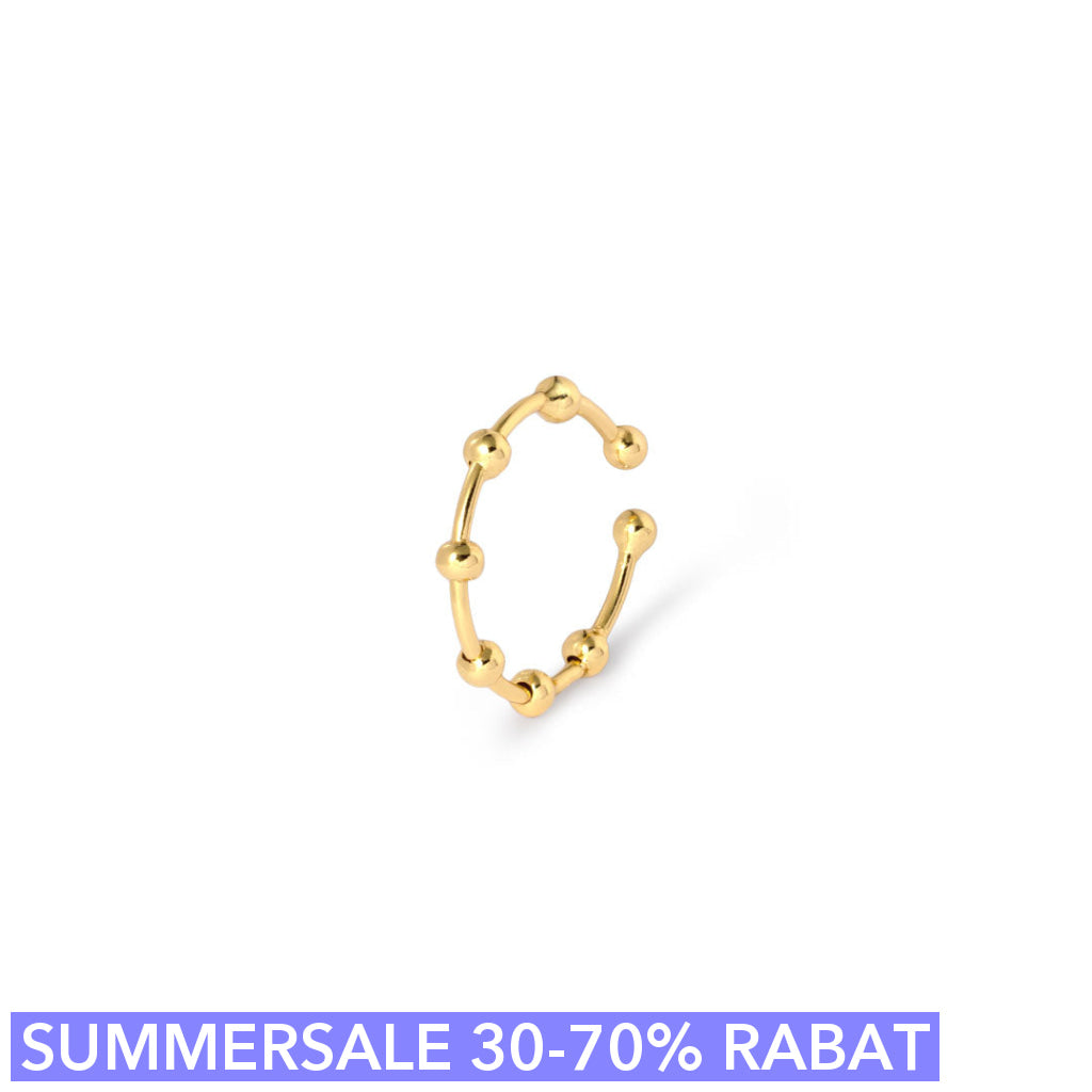 Cuff  Fingerring - Dotondot - Onesize Regulerbar Størrelse - 18 Karat Forgyldt Sterling Sølv
