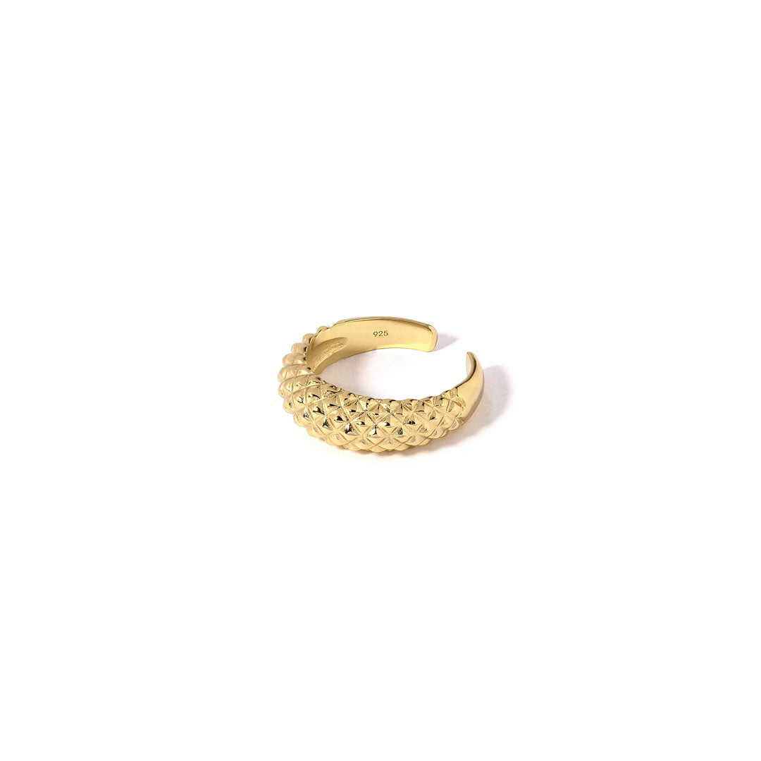 Fingerring  Cuff - Weaved - Onesize Regulerbar Størrelse - 18 Karat Forgyldt Sterling Sølv
