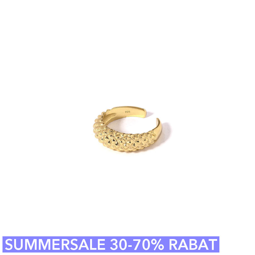 Fingerring  Cuff - Weaved - Onesize Regulerbar Størrelse - 18 Karat Forgyldt Sterling Sølv
