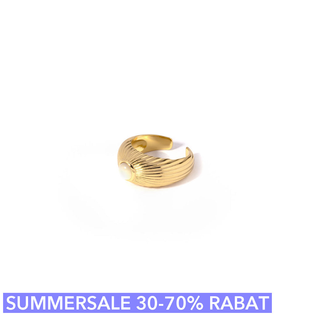 Fingerring  Cuff - Rayray - Onesize Regulerbar Størrelse - 18 Karat Forgyldt Sterling Sølv
