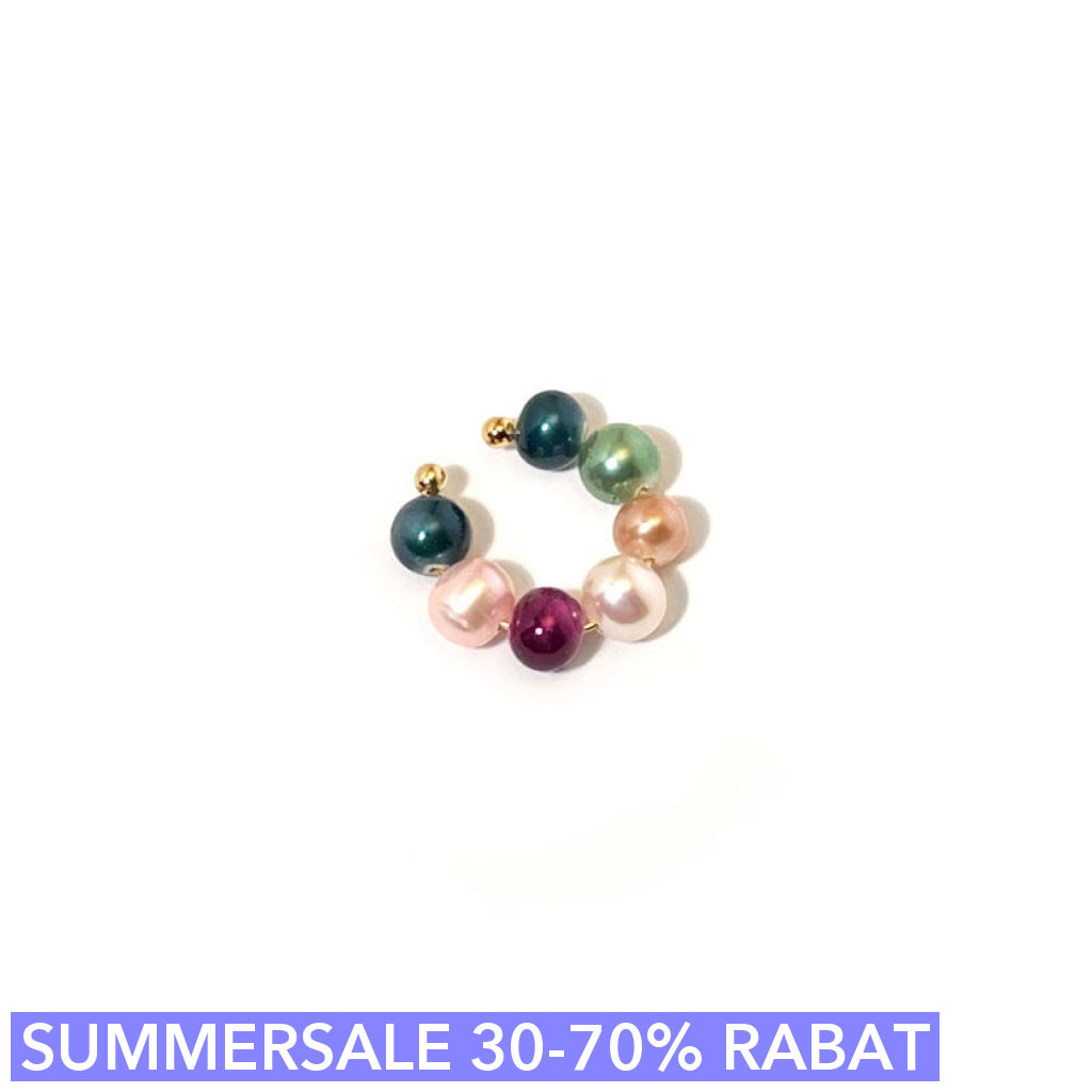 ørering Cuff - Pearlswirlcuff Pastel - 18 Karat Forgyldt Og Håndmalede Ferskvandsperler