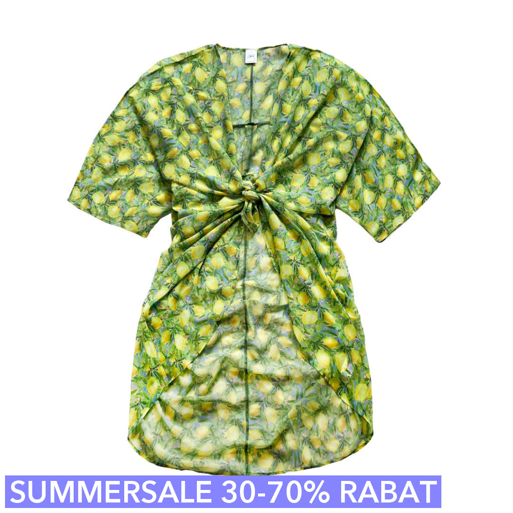 Lemon Tryk Kimono Breeze Med Lime  Lemon Print  - One Size