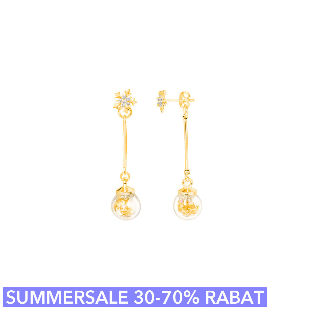 øreringesæt - Ornamental Gold - 18 Karat Forgyldning Med Klare Zirkoner