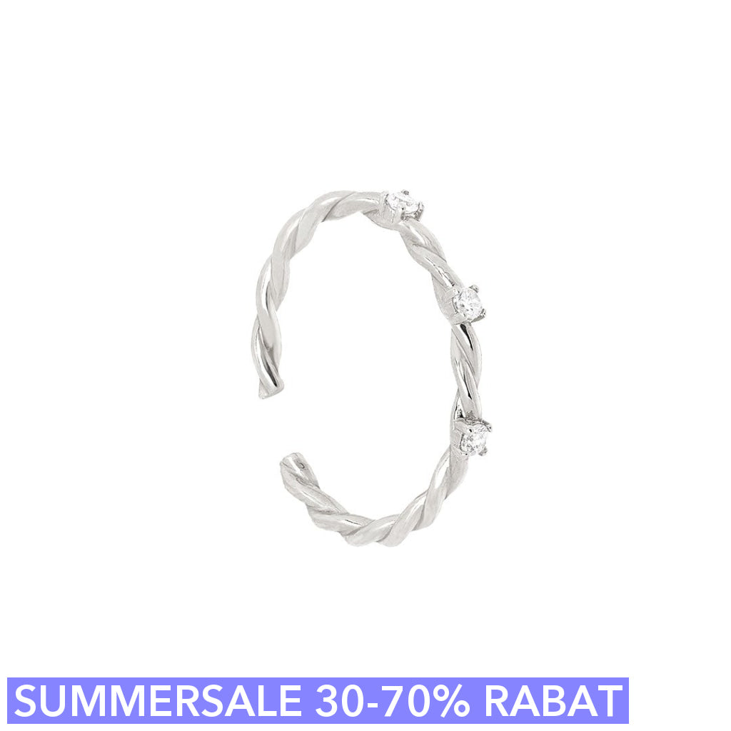 Oversize Cuff  ørering  Fingerring - Twisty - Onesize Regulerbar Størrelse - Sterling Sølv