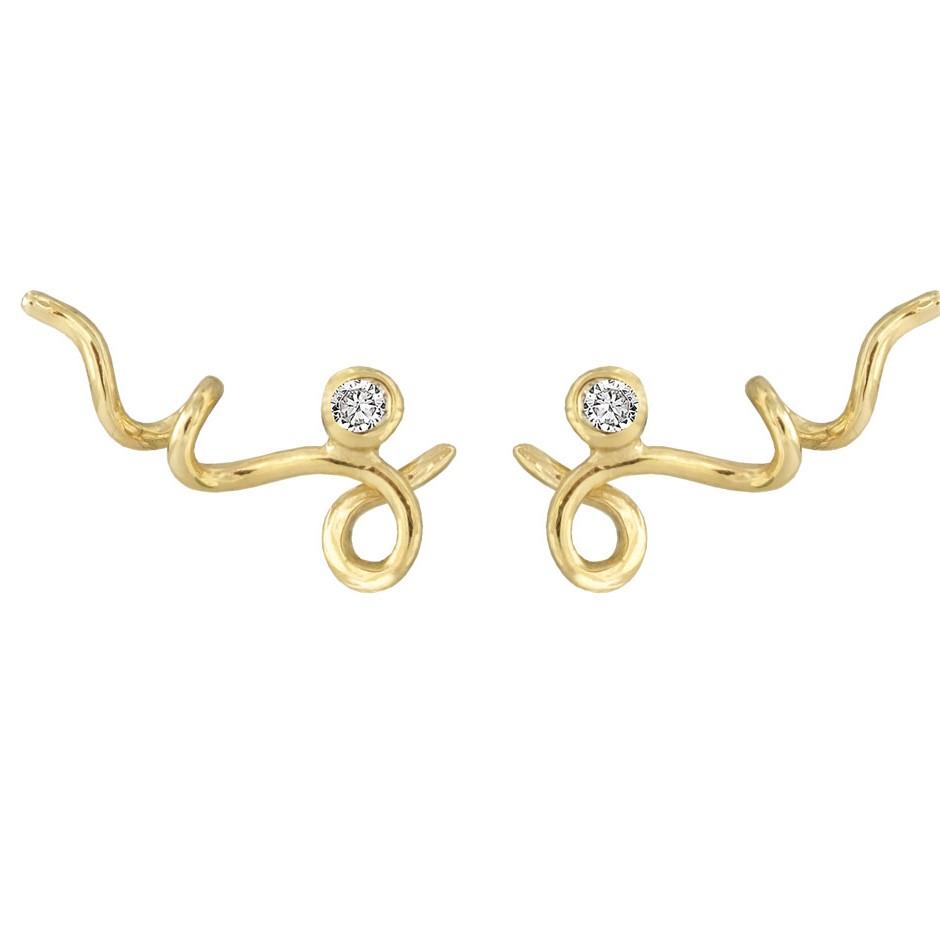 Rabinovich - Guld ørestik Med Diamant - Sweet Twist