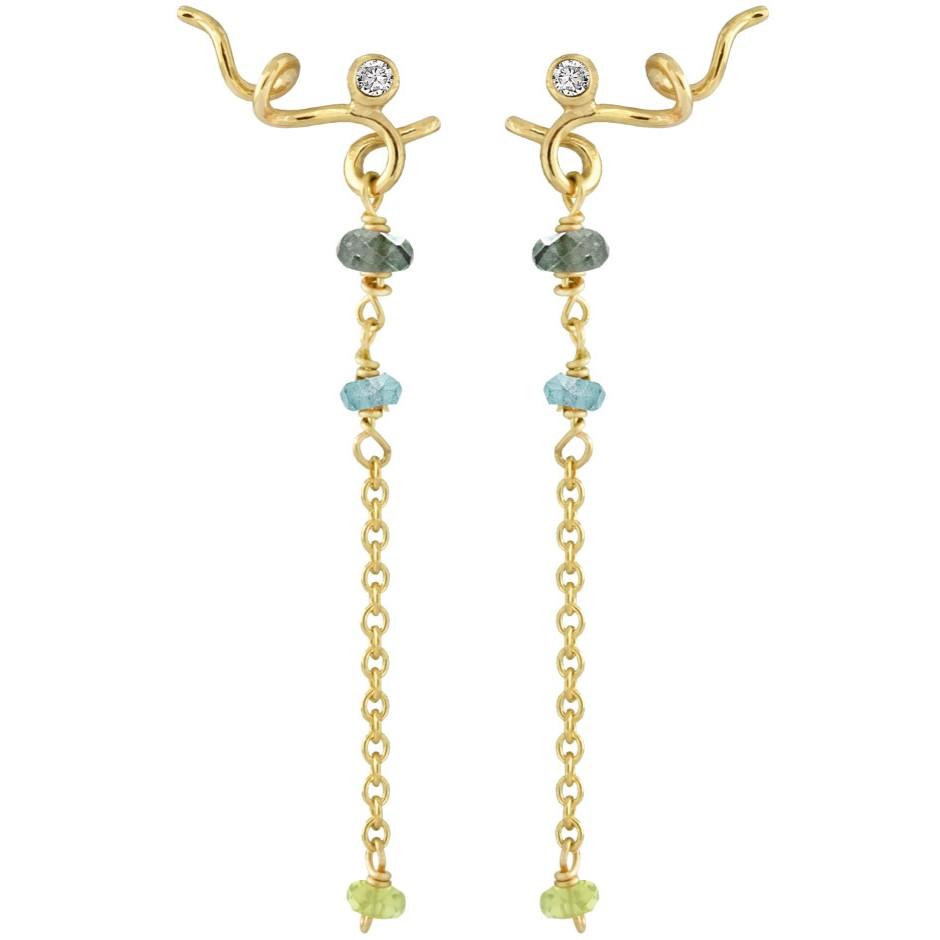 Rabinovich - Guld øreringe Smaragd Peridot Diamant - Sweet Twist