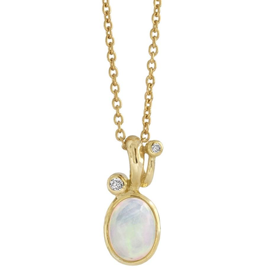 Rabinovich - Guld Vedhæng Opal Og Diamant - Elegant Opal