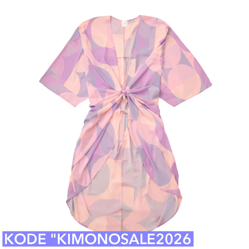 Lilla Fersken Mønsteret Kimono Breeze - One Size