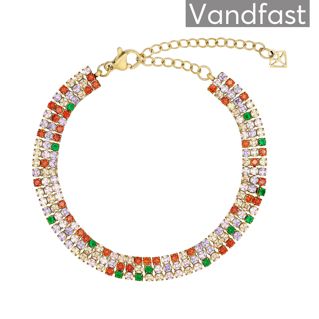 Annebrauner Tennis Triple Multicolor Armbånd 18k Guldbelagt