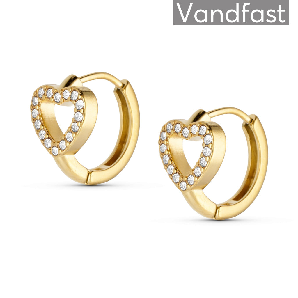 Annebrauner Zirconia Heart Creole øreringe 18k Guldbelagt