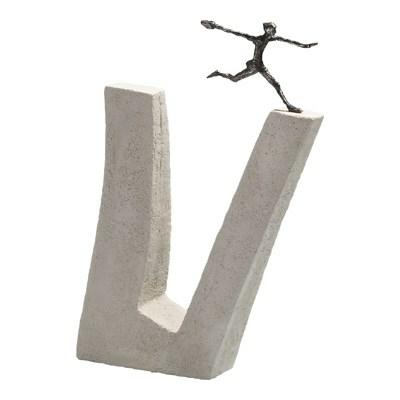 Bronzefigur Quothvo Intet Voverquot På Hvid Sten Højde 34 Cm Gaveide 1995- Kr Afskedsgave Til Kollega