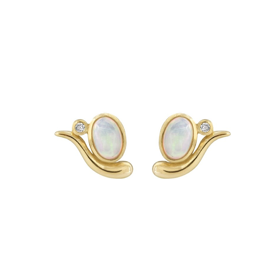 Rabinovich - Guld ørestik Opal Diamant - Elegant Opal