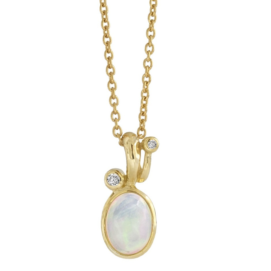 Rabinovich - Guld Vedhæng Opal Og Diamant - Elegant Opal