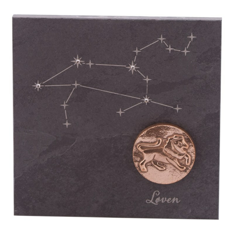Stjernetegn 145 X 145 Cm Billede 399- Kr Skifer Bronze Swarovski Krystaller Alletiders Gaveide - Stjernetegn Løve 2307-2308