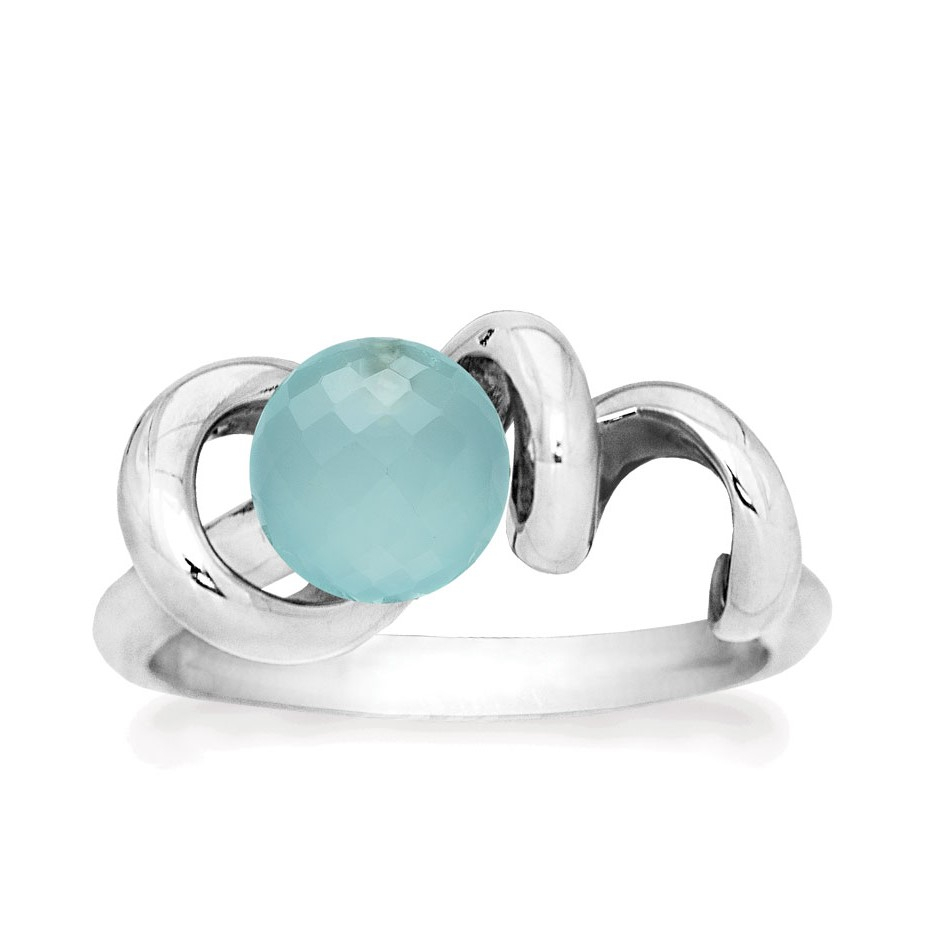 Rabinovich - Sølv Ring Med Sten Calcedon - Soft Line - Størrelse 51