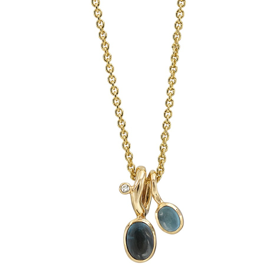 Rabinovich - Guld Vedhæng Med Blå Topas - Wave