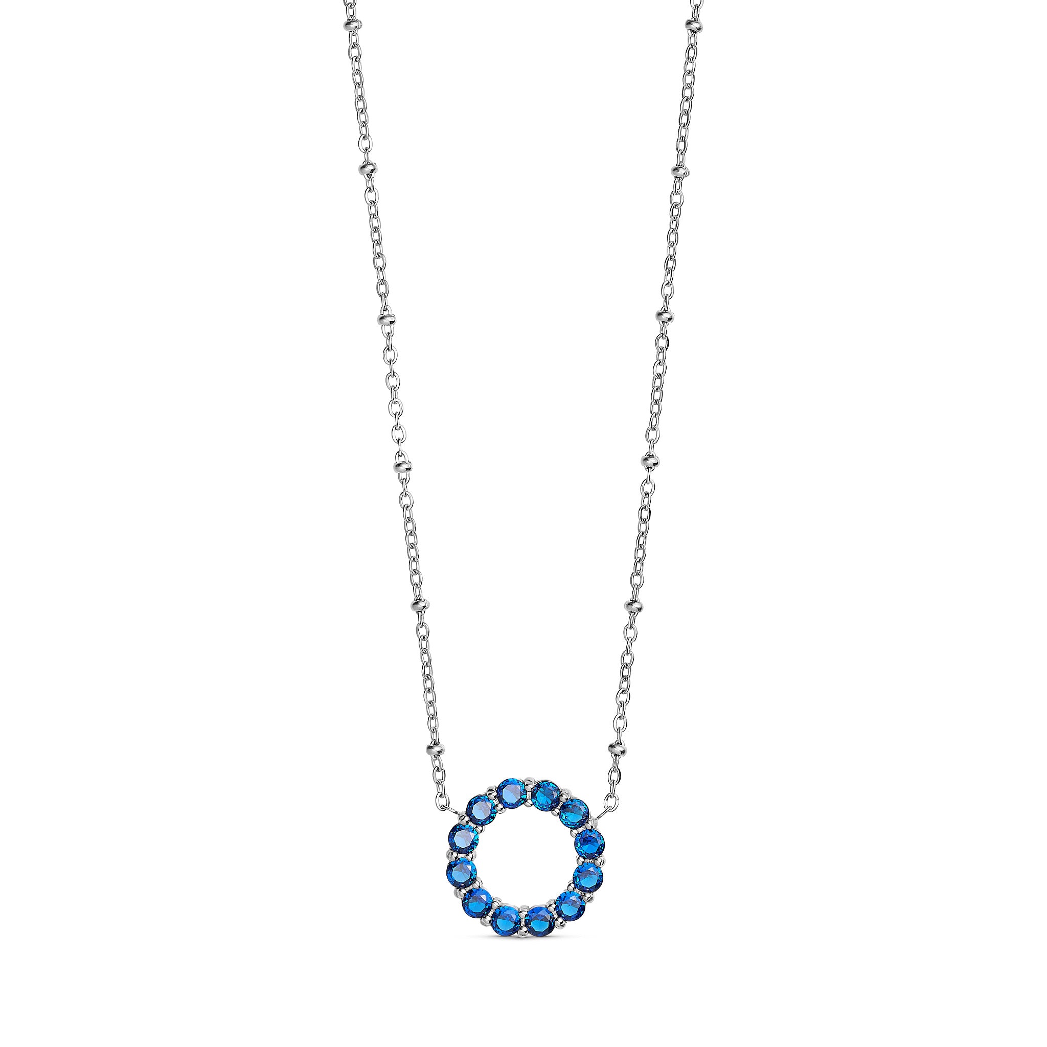 Annebrauner Big Sapphire Circle Halskæde