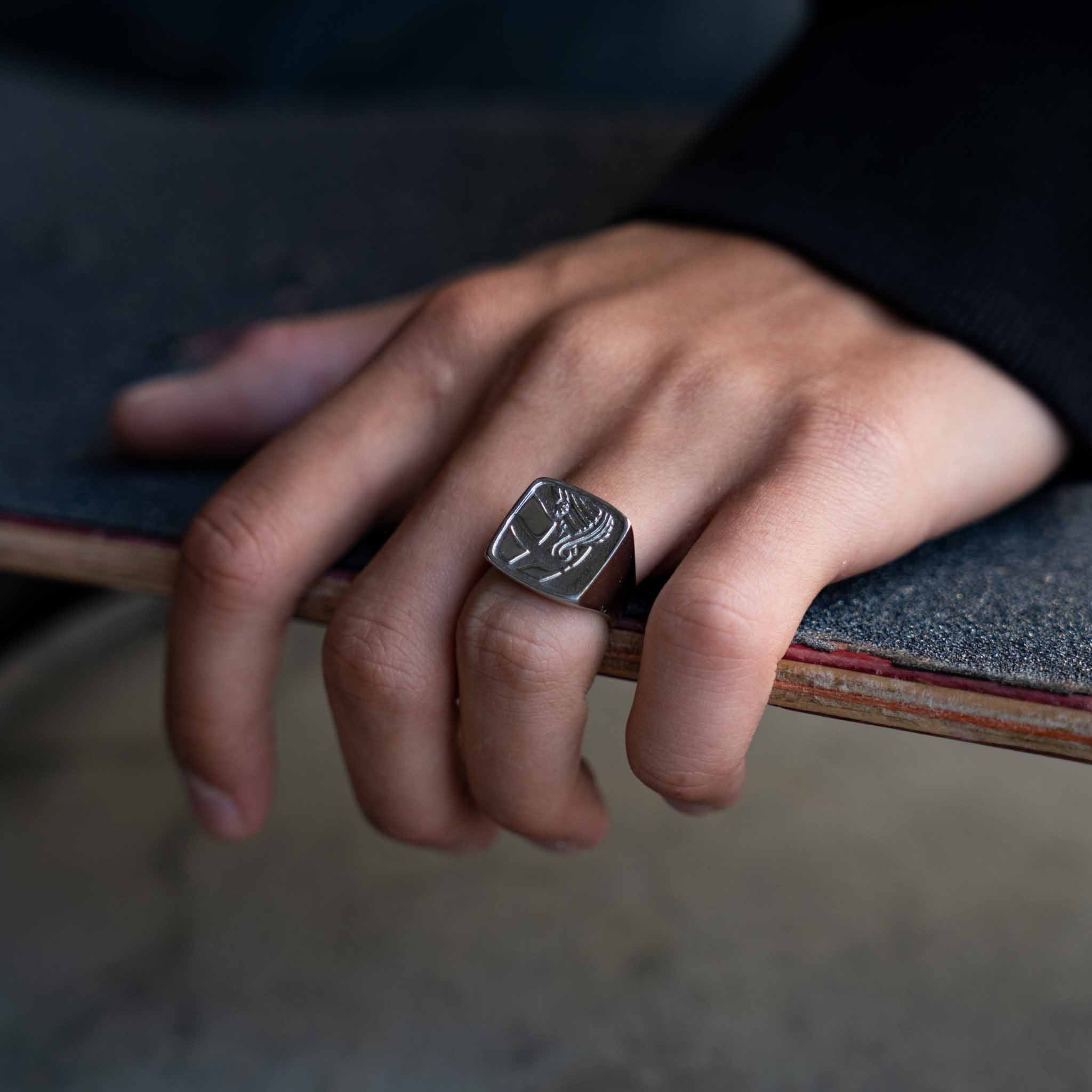 Explorer Oversize Signet Ring Sølv - Str 6 - Herre - Northern Legacy