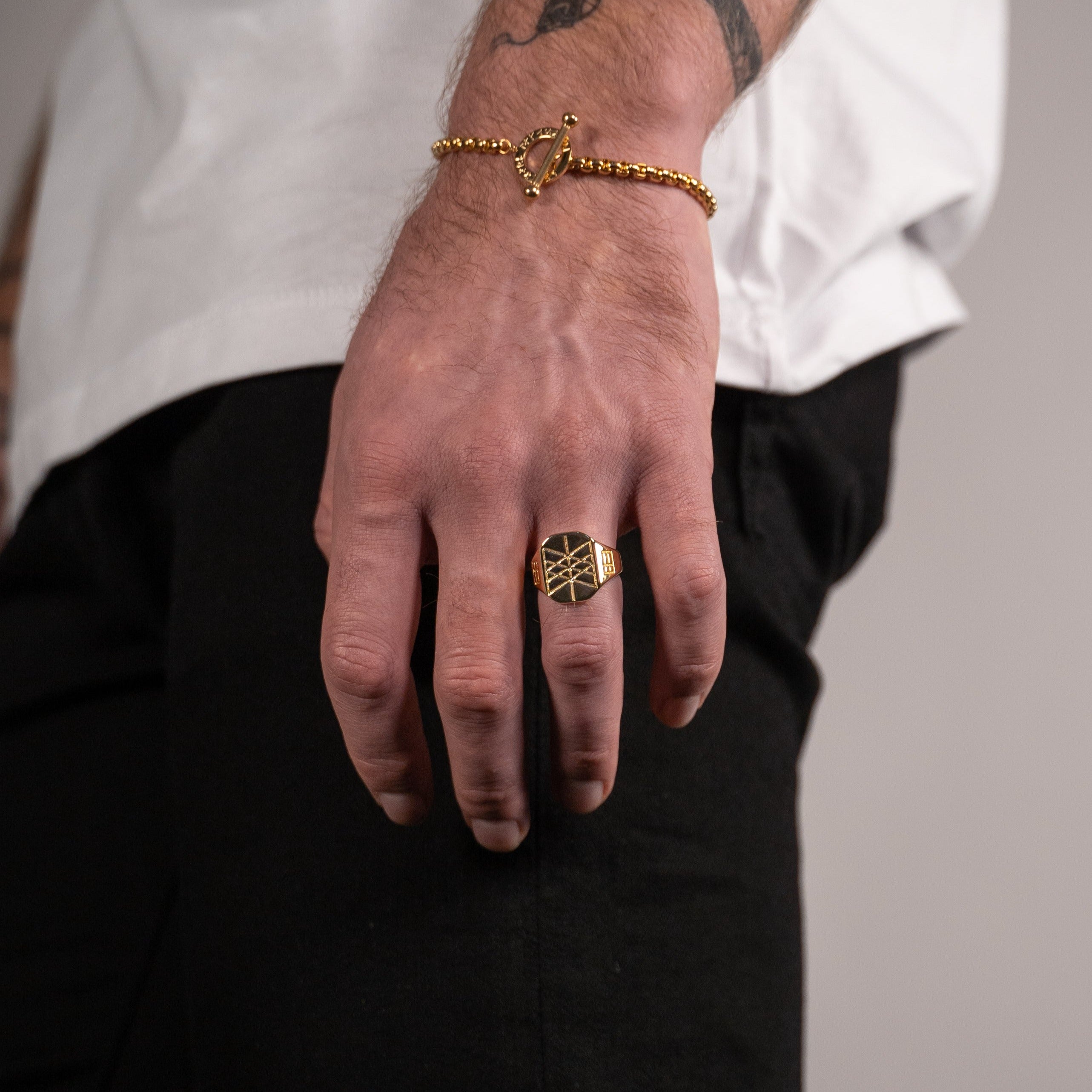 Web Of Wyrd Signet Ring Guld - Str 8 - Herre - Northern Legacy