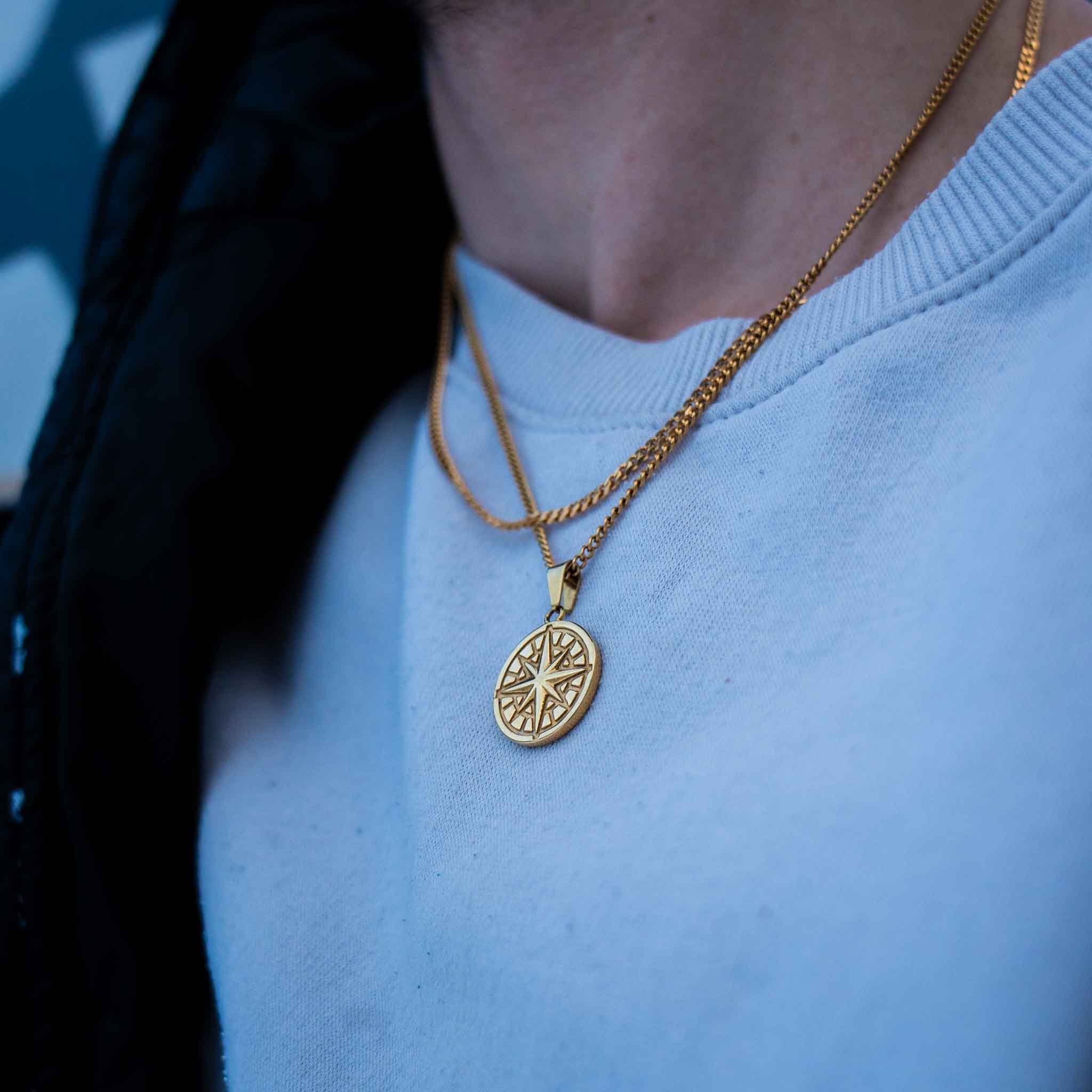 Compass Pendant 20 Guld - 60 Cm - Herre - Northern Legacy